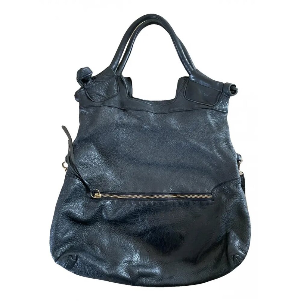 Pre-Loved Black Leather Foley + Corinna Top Handle Tote